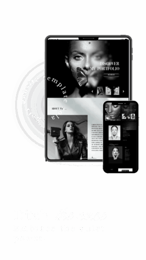 Zola WordPress portfolio template for models — cinematic black and white editorial design